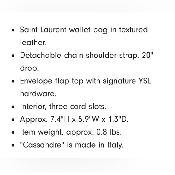 YSL Cassandra Wallet in Chain - Picture 17 of 17